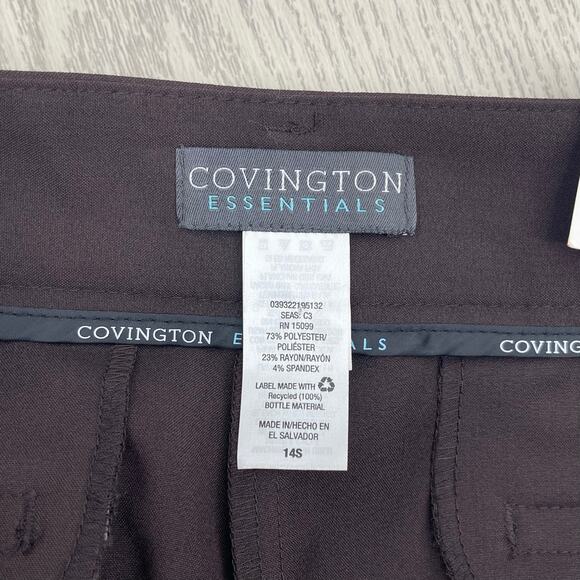 Covington Sz 14 Short Brown Classic Trouser Dress Pants Wide Leg Flat Front NWT - Picture 8 of 9